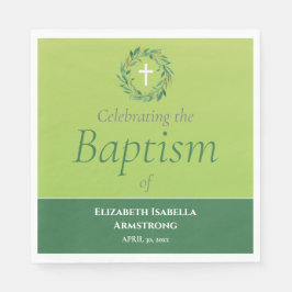 Groene olievlek Wreath and Cross Spring Baptisme Servet