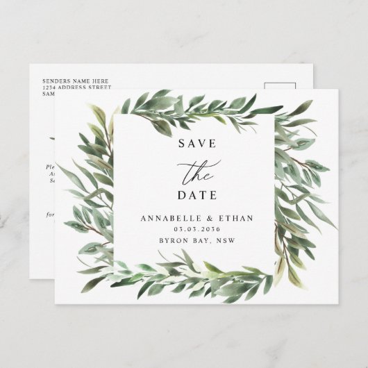 Groene olievloeistof Sparen de datumBriefkaart van Briefkaart (Voorkant / Achterkant)