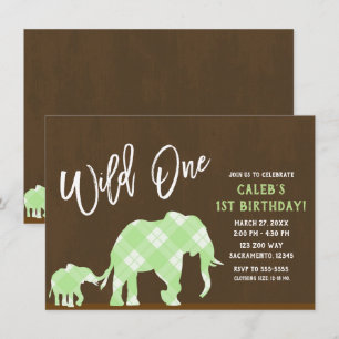 Groene Olifanten Bruine Moderne WILD ONE 1e Verjaa Kaart