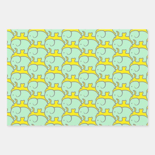 Groene Olifanten Ontwerp Verpakkingsdocument Inpakpapier Vel (Voorkant 2)