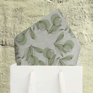 Groene olijf- en bladpatroon op pastelgroen tissuepapier