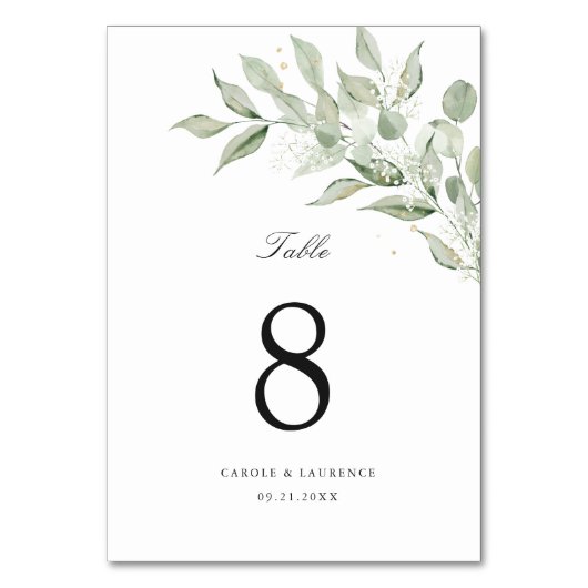 Groene Olijf Tak Baby's Breath Bruiloft Kaart (Voorkant)