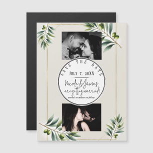 Groene Olijfblad Beenwit & Goud Save the Date