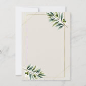 Groene Olijfblad Bone Wit Goud Rustiek Dank u Kaart (Achterkant)