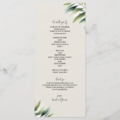 Groene Olijfblad Bone Wit & Goud Rustiek Programma (Achterkant)