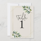 Groene Olijfblad Bone Wit & Goud Tafelnummer (Achterkant)
