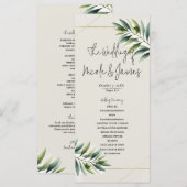 Groene Olijfblad Bot Wit & Goud Rustiek Programma (Voorkant / Achterkant)