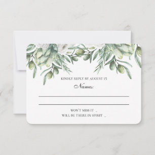 Groene olijfbladeren RSVP. Italiaanse zomerse brui RSVP Kaartje
