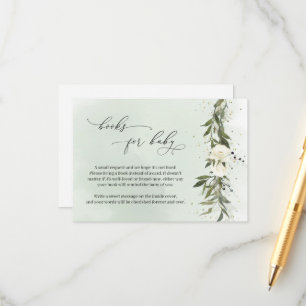 Groene Olijfkrans Witte Bloemen Boeken voor Baby Informatiekaartje