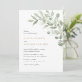 Groene Olijftak Baby's Breath Bruiloft Kaart (Staand voorkant)