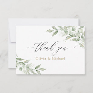 Groene Olijftak Baby's Breath Gouden Huwelijk Bedankkaart