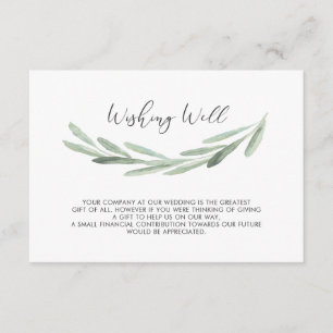 Groene Olijftak Rustieke bruiloft Wishing Well Informatiekaartje