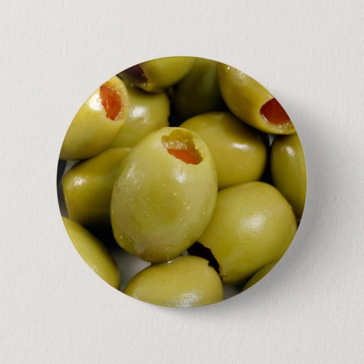 Groene olijven ronde button 5,7 cm (Voorkant)