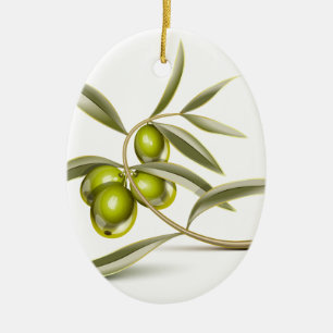 Groene olijventak keramisch ornament
