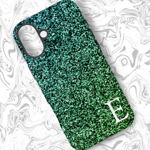 Groene Ombre Girly Printed Glitter Stijlvol Schatt iPhone 16 Plus Hoesje