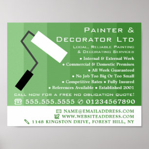 Groene ombre & Paint Roller, schilder & decorator Poster