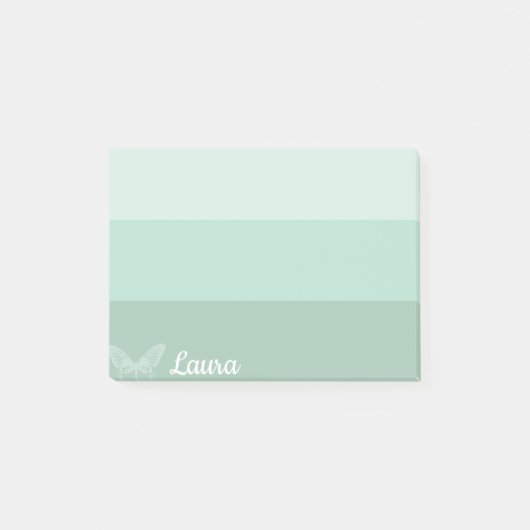Groene ombre Striped Butterfly Personalized Post-it® Notes (Voorkant)