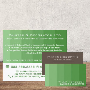 Groene ombre Stripes, schilder & decorator Visitekaartje