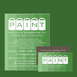 Groene ombre, verf emmers, schilder en decorator flyer