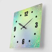 Groene ombre waterverf gouden confetti stippen chi vierkante klok (Hoek)