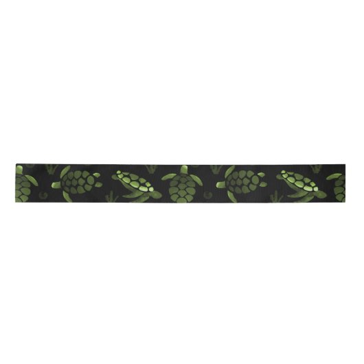 Groene Ombre Waterverf Zee Turtle Print Lint (Voorkant)