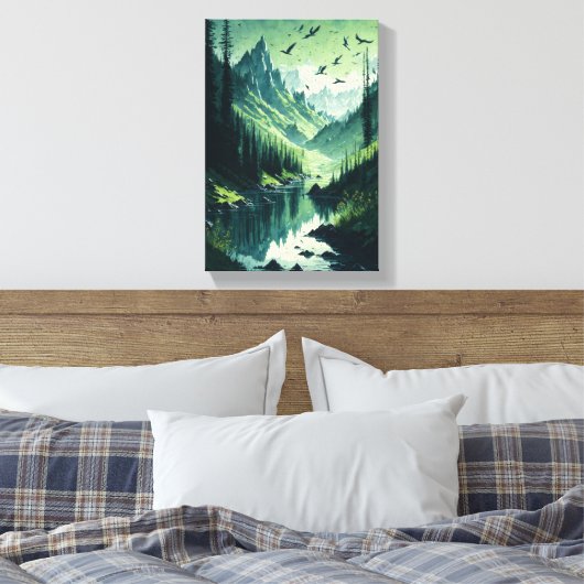 Groene omgeving kunst canvas verf (Insitu (Slaapkamer))