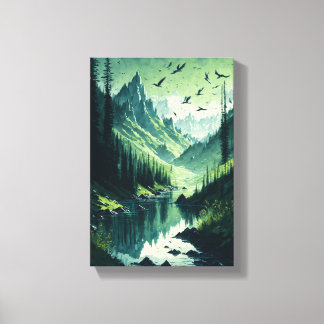 Groene omgeving kunst canvas verf afdruk