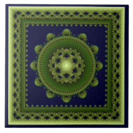 Groene omgezette mandala tegeltje