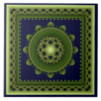 Groene omgezette mandala tegeltje