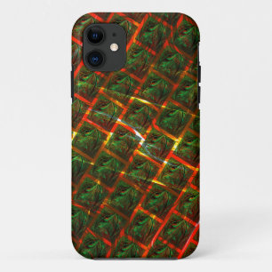 'Groene omgezette ogen', krassen of rood raster. iPhone 11 Hoesje