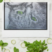 Groene oogkatten theedoek (Gevouwen)