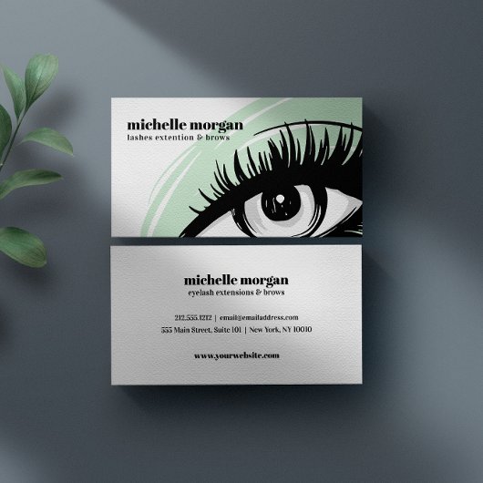 Groene oogoogschaduw Eyelash Brows professional Visitekaartje
