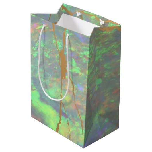 Groene Opal Shopping Gift Bags Medium Cadeauzakje (Achterkant Gekanteld)