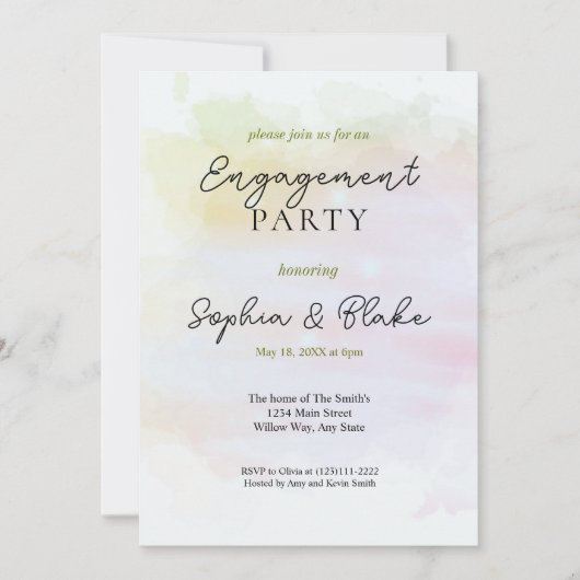 Groene/Oranje Abstracte Waterverf Kaart (Voorkant)