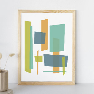 Groene Oranje Blauwe Doorzichtige Abstracte Rechth Poster