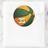 groene oranje jongens basketbalteamkleuren ronde sticker (Tas)