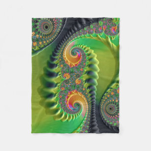 Groene Oranje Spirals Fine Fractal Art Fleece Deken