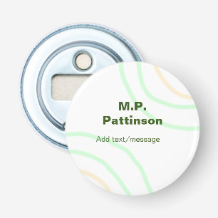 Groene oranje strepen voeg naam tekstbericht eenvo button flesopener