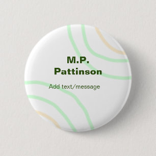 Groene oranje strepen voeg naam tekstbericht eenvo ronde button 5,7 cm