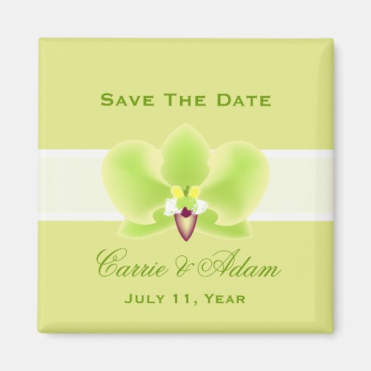 Groene Orchidee Bewaar de Datummagneet Magneet (Voorkant)