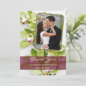 Groene orchidee foto bruiloft dank je kaart (Staand voorkant)