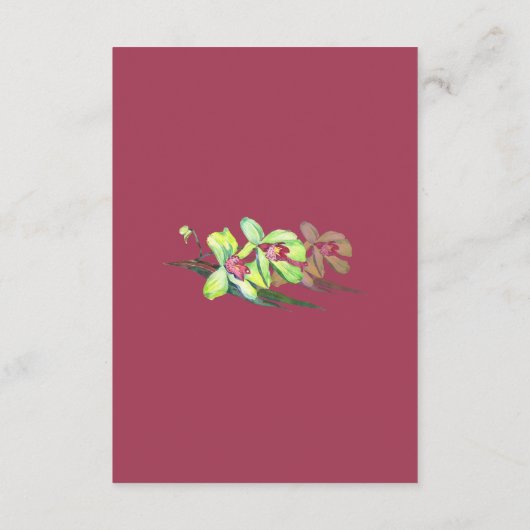 Groene Orchidee Marsala Bruiloft Informatie Kaarte Informatiekaartje (Achterkant)
