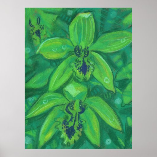Groene orchidee, Tropische bloemenpasta's Poster (Voorkant)