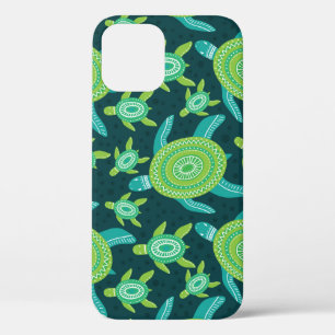 Groene ornamenten schildpadden: patroon. iPhone 12 hoesje