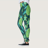 Groene ornamenten schildpadden:  patroon. leggings (Links)