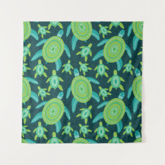 Groene ornamenten schildpadden: patroon. wandkleed