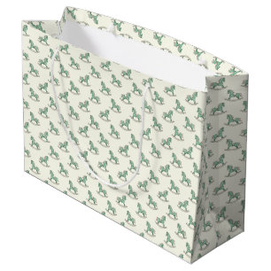Groene ouderwetse schommelpaarden Nieuwe babyborre Groot Cadeauzakje