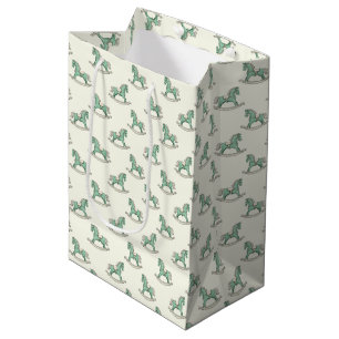 Groene ouderwetse schommelpaarden Nieuwe babyborre Medium Cadeauzakje