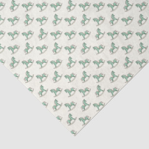 Groene ouderwetse schommelpaarden Nieuwe babyborre Tissuepapier