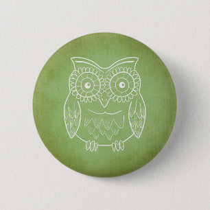 Groene Owl Ronde Button 5,7 Cm